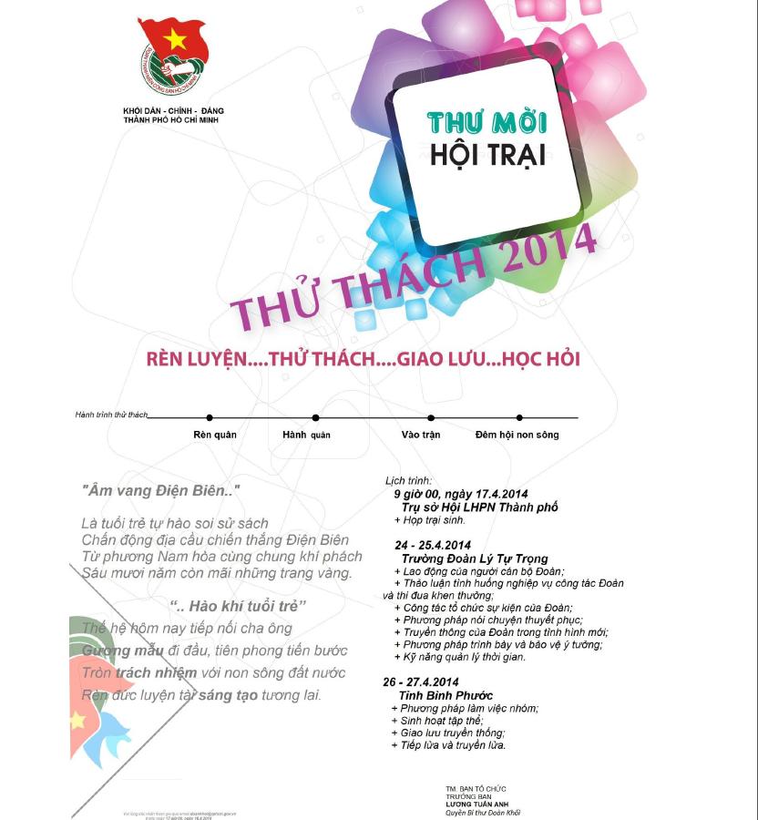 Hội trại tập huấn cán bộ Đoàn chủ chốt – “THỬ THÁCH 2014” Chủ đề “Âm vang Điện Biên – Hào Khí tuổi trẻ”