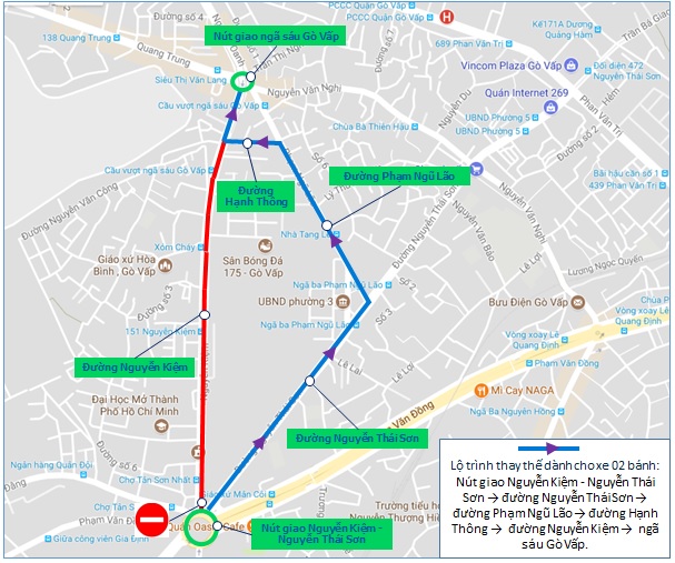 Điều chỉnh phân luồng giao thông trên đường Nguyễn Kiệm, Gò Vấp