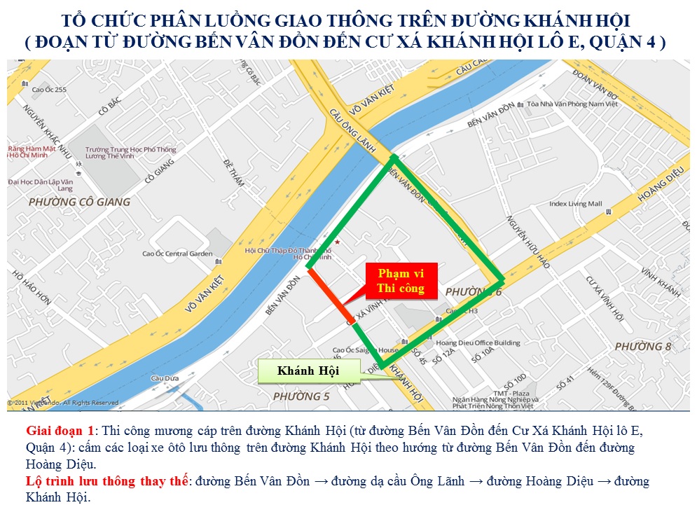 Phân luồng giao thông phục vụ thi công công trình Di dời tuyến cáp ngầm 220kV Nhà Bè - Tao Đàn, đoạn băng kênh Bến Nghé