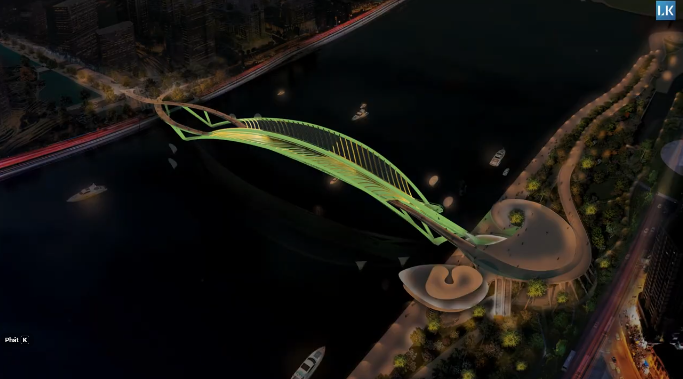 Hiệu ứng chiếu sáng mỹ thuật cầu đi bộ vượt sông Sài Gòn